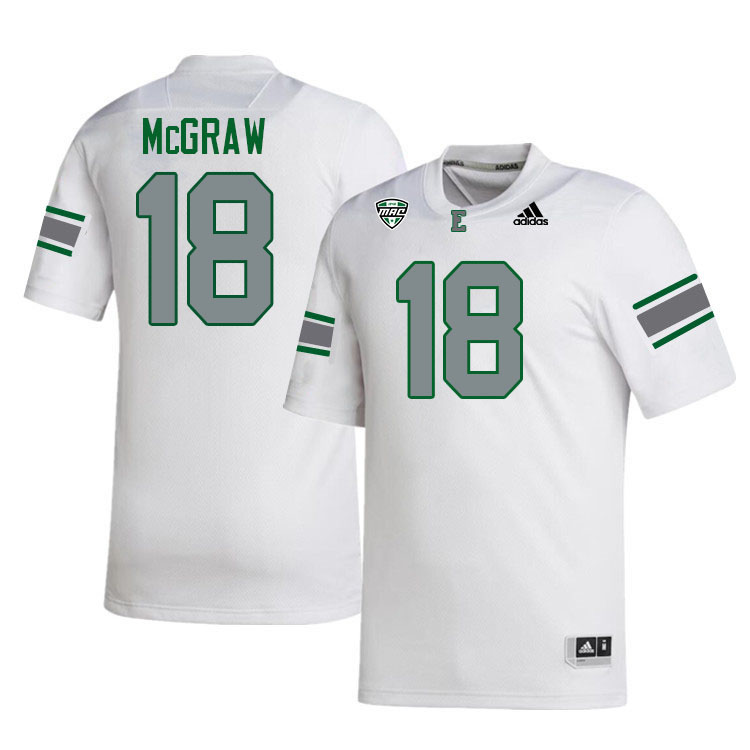 Eastern Michigan Eagles #18 Owen McGraw College Football Jerseys Stitched Sale-White